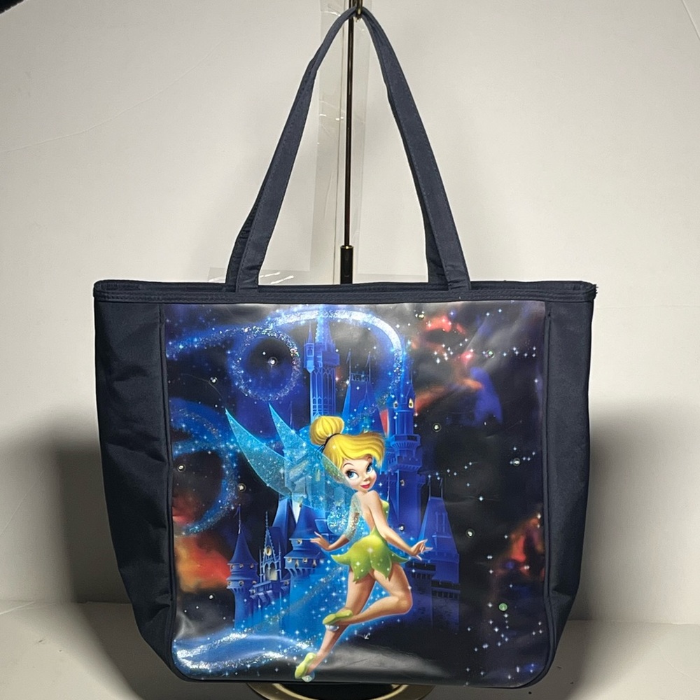 Walt Disney World Parks Resorts Tinkerbell Tote Bag Blue Fairy Castle Graphic